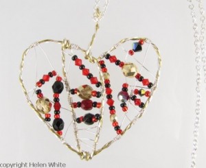 Wire wrapped heart pendant - copyright Helen White