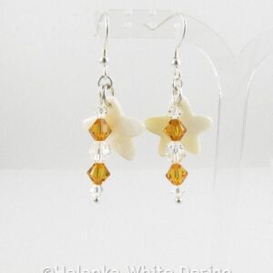 Mother-of-Pearl Swarovski earrings amber 2