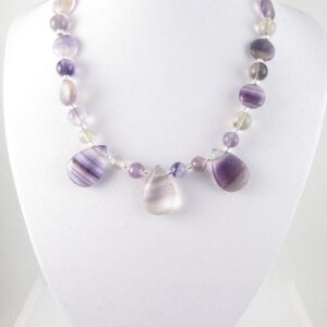 Fluorite pear drop necklace 3 Fluorite necklace on bust