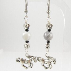 Horse earrings with Botswana Agate 14 Horse earrings with Botswana Agate