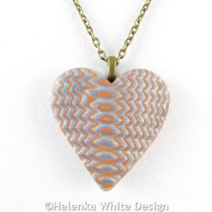 Silver and copper heart pendant 1 13 Silver and gold heart pendant - detail