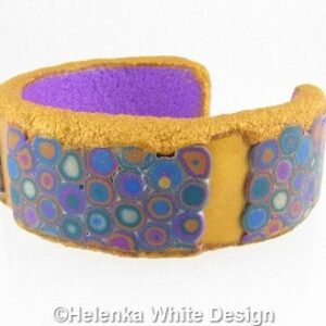 Gold and purple Klimt bangle - side