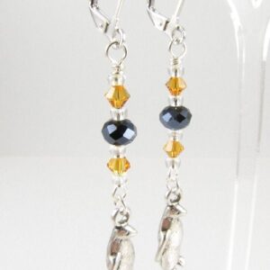 Penguin earrings with black and topaz beads 8 Penguin earrings with black and topaz beads