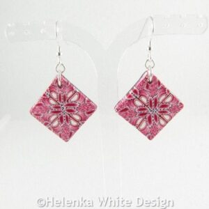 Pink polymer clay square earrings 3
