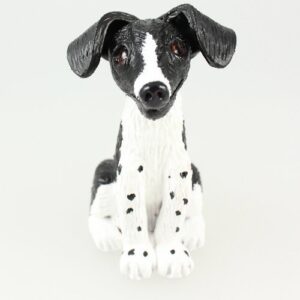 Black and white dog sculpture