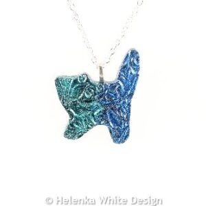 Standing green blue cat pendant 2 Green blue cat pendant