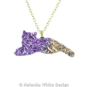 Lying purple & copper cat pendant 4 Purple & copper cat pendant