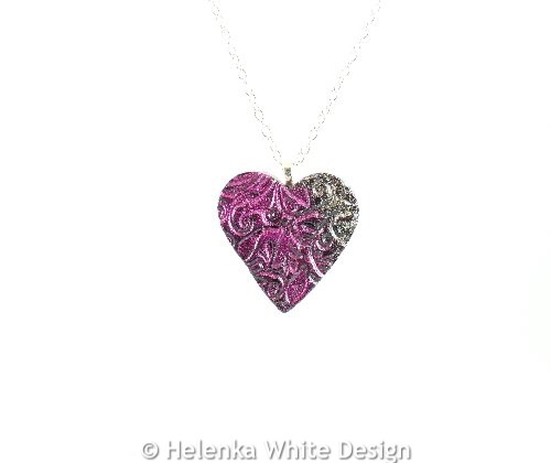 Magenta & gold heart pendant