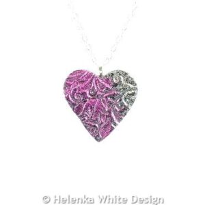 Magenta & gold heart pendant