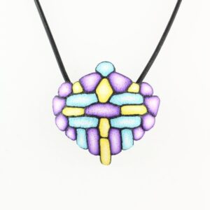 Large purple, yellow & turquoise pendant
