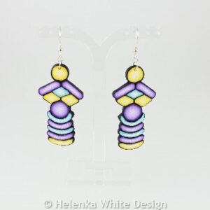 Long purple, turquoise & yellow earrings. 15 Long purple, turquoise and yellow earrings