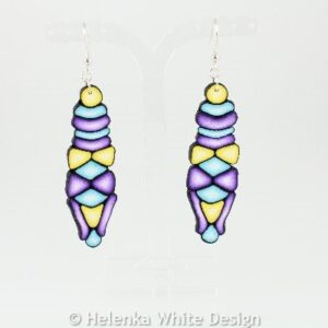 Long yellow, purple & turquoise earrings. 9 Long yellow, purple and turquoise earrings