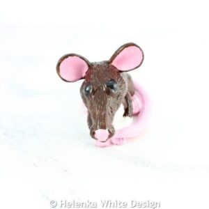 Rat sculpture handcrafted with polymer clay - front
