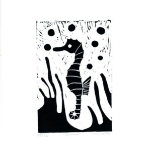Unique seahorse lino print 11 Seahorse lino print