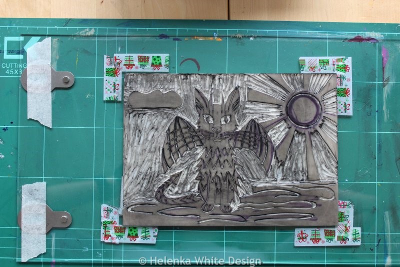 Catdragon lino block