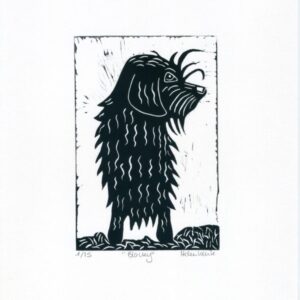Black dog lino print