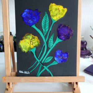 Alcohol ink flower painting