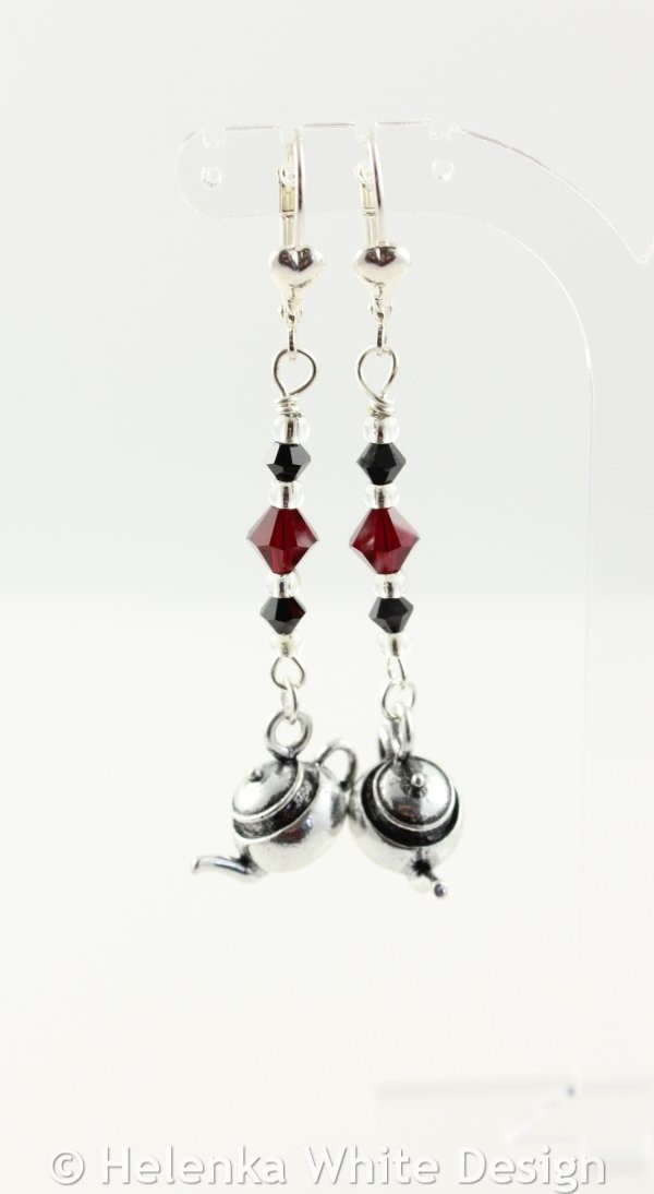 Cute teapot earrings in red and black 6 Teapot earrings