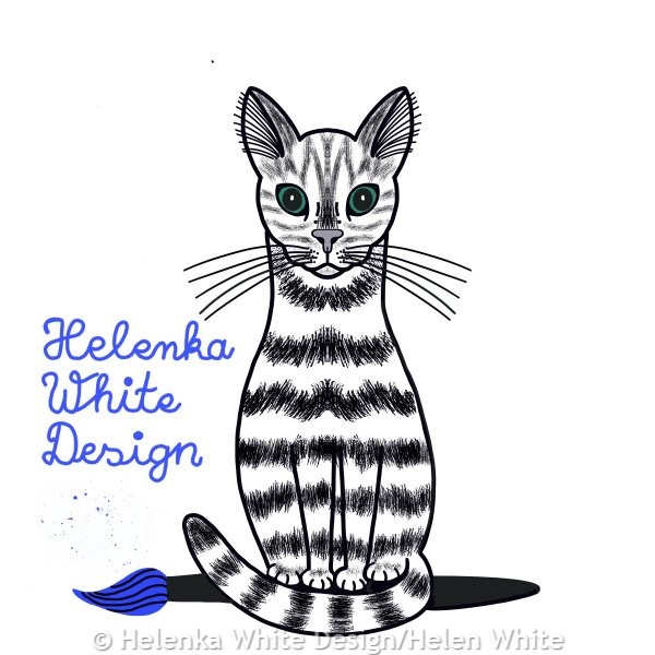 Sitting cat logo with fur version 2