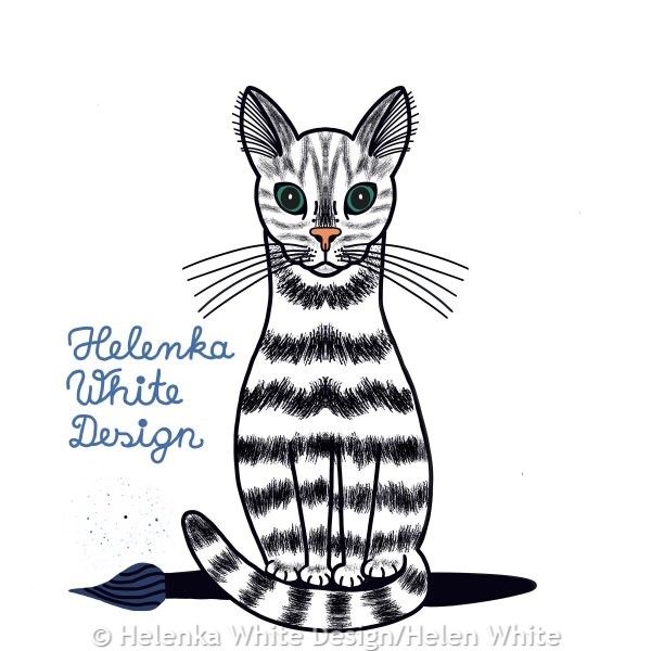 Sitting cat logo with fur version 1