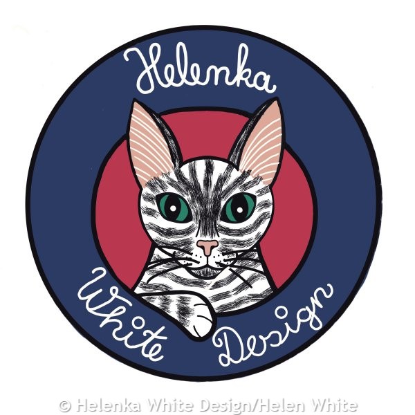 Cat logo with fur and hand lettering